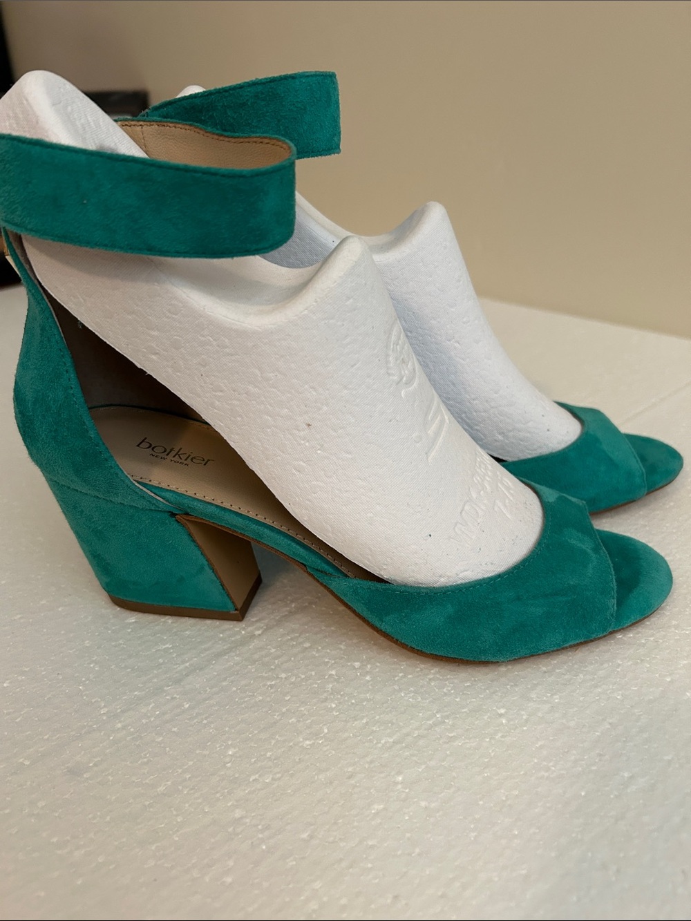Botkier Teal Suede Open-Toe Ankle-Strap Heels - Picture 2 of 5